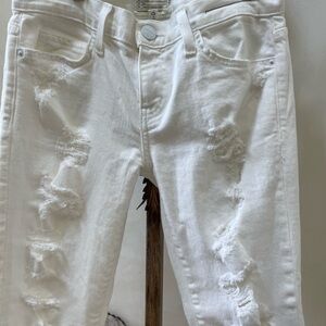 Current/Elliott White Distressed Skinny Jeans